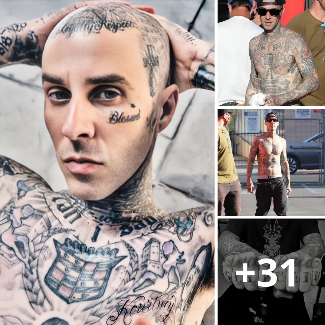 TRAVIS Barker’s tattoo journey exposes how he wants to distance himself from his wife’s looks-obsessed family, according to a psychologist.